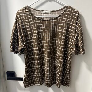 Jon and Anna Brown Checkered Women's Top